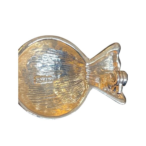 Gold Tone Candy Bow  Brooch Pin With Rhinestones - Picture 8 of 11